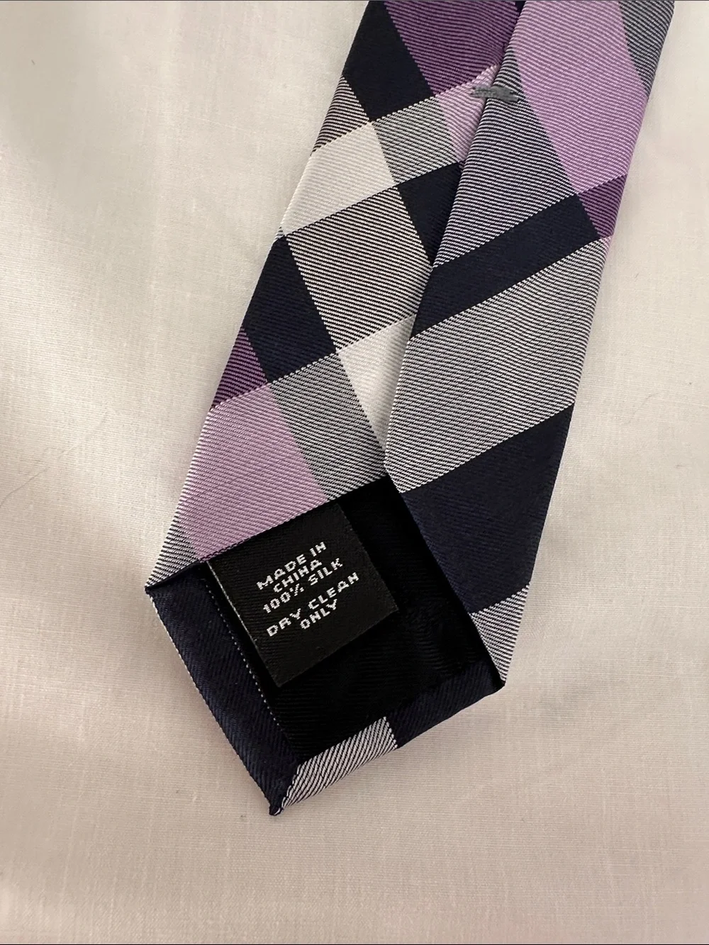 Silk Grey and Purple Plaid Men's Tie